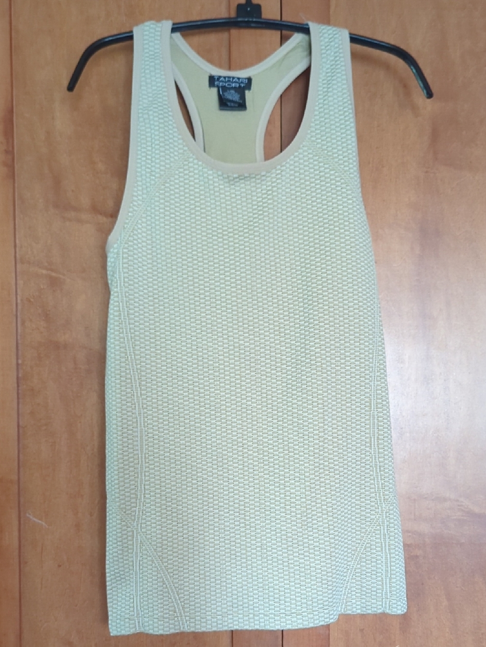 New Tahari Sport Women's Cream Waffle Racerback Tank Top Large